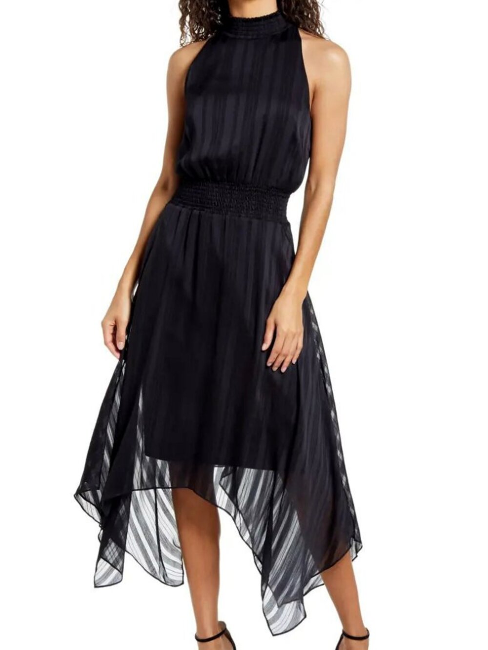 NWOT! SAM EDELMAN Black TONAL STRIPE HALTER DRESS